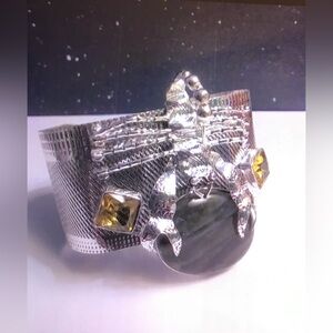Labradorite Citrine 925 Sterling Silver Cuff Bracelet